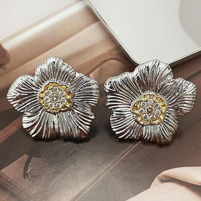 Huitan Blumenstecker, Zirkonia, Kupfer, Silber, Damen - Bild 1