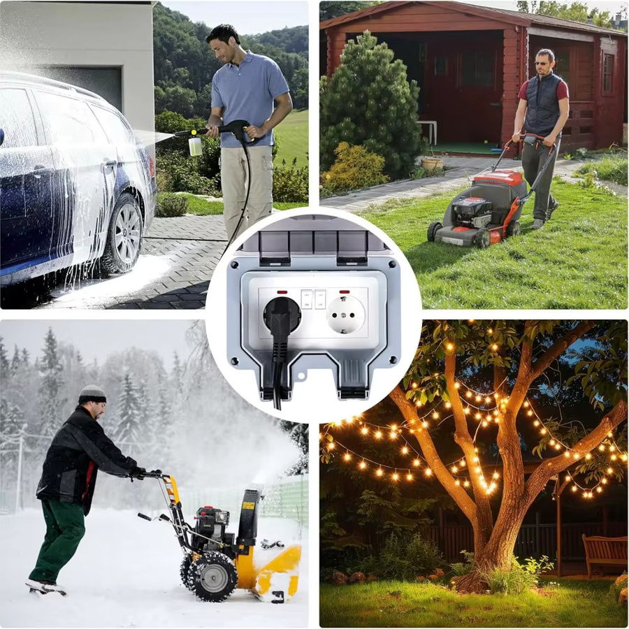 EIOMR wasserdichte Steckdosenbox mit IP66-Schutz für Outdoor, Badezimmer und Küche, universeller Standard-Netzstecker - Bild 4