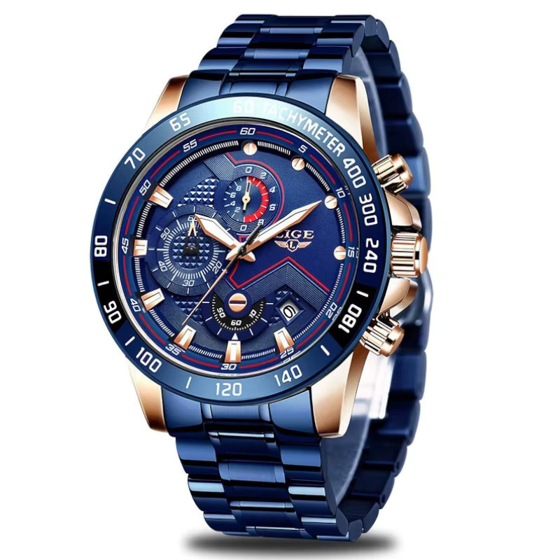 LIGE Chronograph, Edelstahl, Quarz, Datum, Herren - Bild 7
