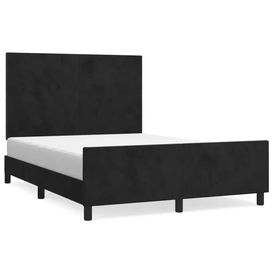 vidaXL Bettgestell mit Kopfteil aus Samt in Schwarz, B/T/H: 140 x 190 x 146 cm - Bild 2
