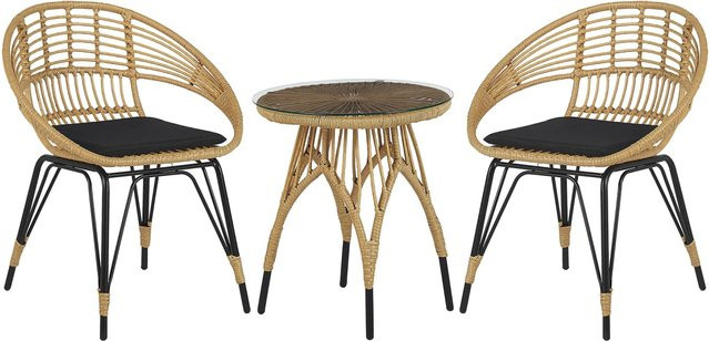 Beliani Bistro Set PELLARO in Beige und Schwarz mit H: 80 cm, B: 52 cm, T: 65 cm - Bild 1