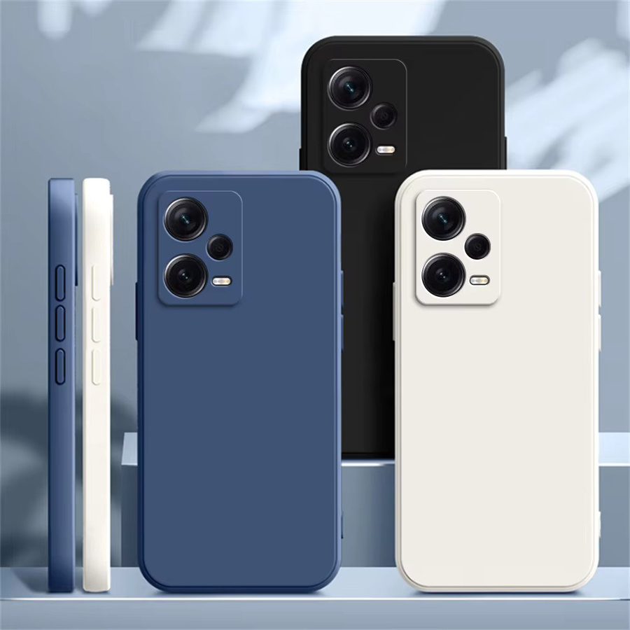Quadratische Flüssigsilikon-Handyhülle für Xiaomi Redmi Note 12 Pro 12S 12 Pro Plus 5G 4G in Schwarz Matte Basic Cover - Bild 1
