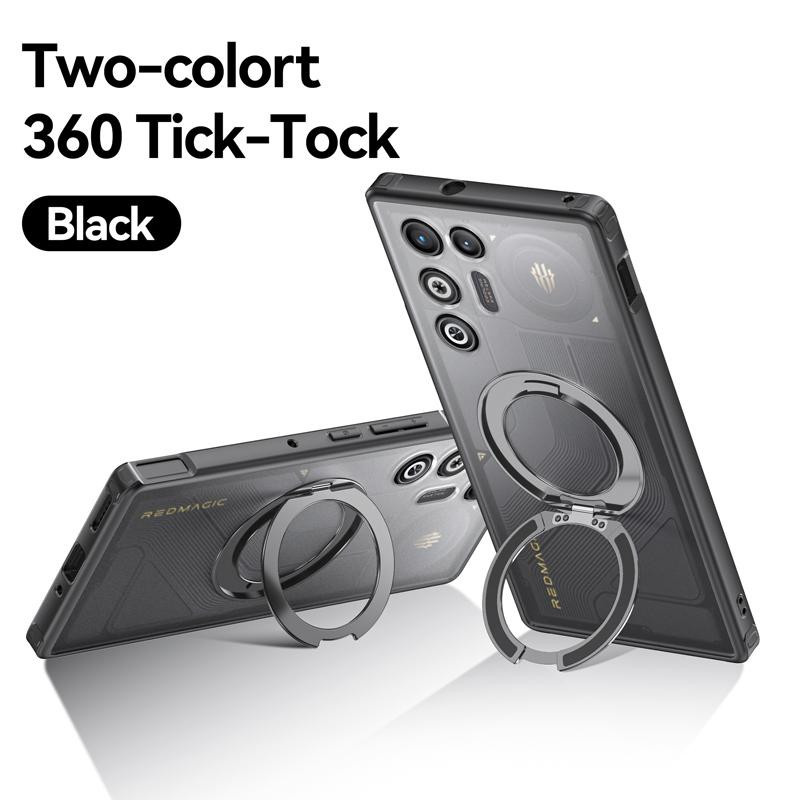 Stoßfeste magnetische Handyhülle für ZTE Nubia Red Magic 11 Pro Plus in Schwarz und Grau mit mattem PC-Design und drehbarem Metallring Halter - Bild 3