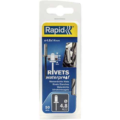 Rapid Blindniete aus Aluminium in Silber, Durchmesser: 4,8 mm, Länge: 14 mm, 50 Stück inkl. passendem Bohrer - Bild 2