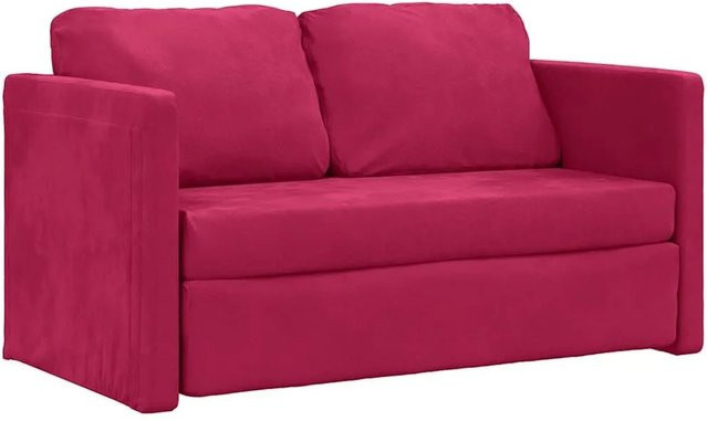 vidaXL Bodensofa mit Schlaffunktion in Weinrot aus Samt, B/T/H: 204 x 122 x 55 cm - Bild 1