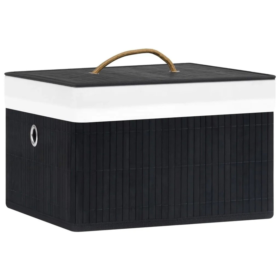 vidaXL Bambus Aufbewahrungsboxen 4er Set Schwarz mit Griffen und offener Webstruktur B: 31,0 cm, H: 20,0 cm, T: 31,0 cm - Bild 2