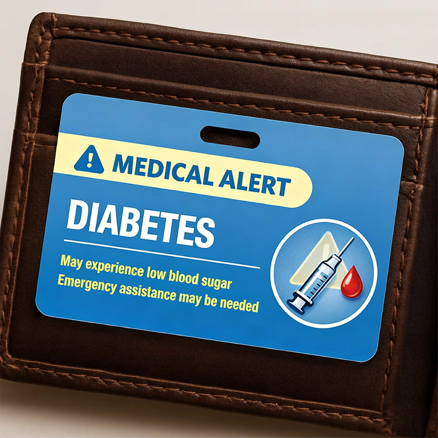 Medizinische Notfallkarte für Diabetes mit Umhängeband, wasserdichte ID-Karte aus Kunststoff, Blau, Unisex - Bild 4