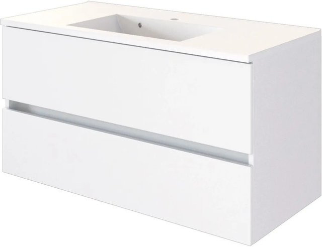 Held Möbel Einzelwaschtisch Verona 100 cm Weiß Matt mit Softclose und Mineralguss - Bild 1