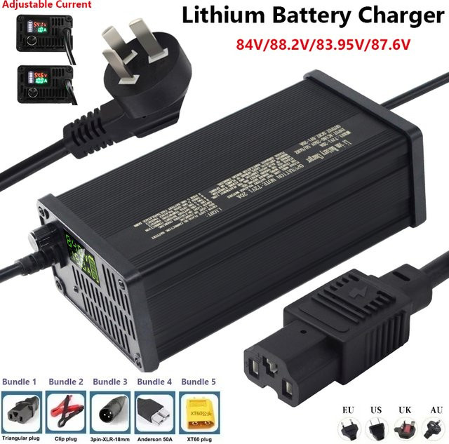Luxuglow Hochleistungs-Lithium-Batterieladegerät mit LCD-Display, einstellbar 1-20A, Schwarz - Bild 1