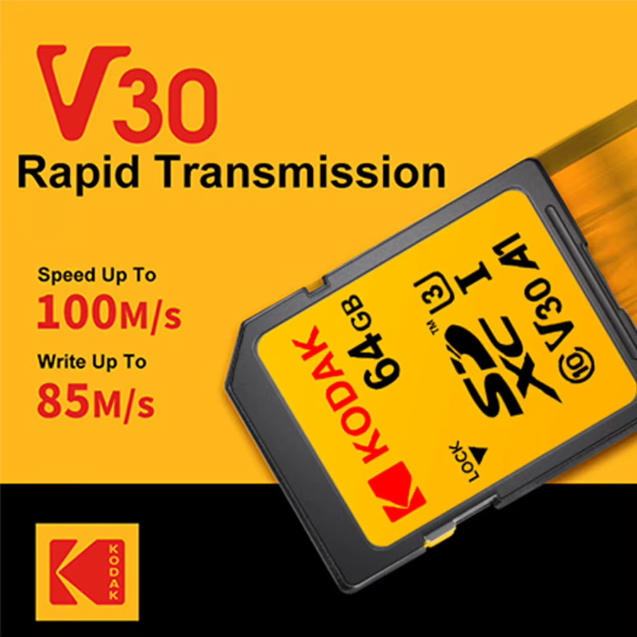 Kodak V30 SDXC Speicherkarte 256 GB UHS-I U3 High Speed in Gelb - Bild 2
