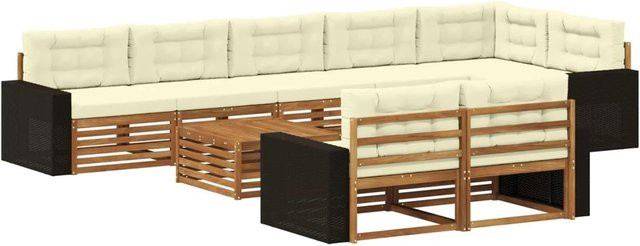 vidaXL Outdoor-Sofagarnitur aus Akazienholz mit 9 Kissen in Beige - Bild 1