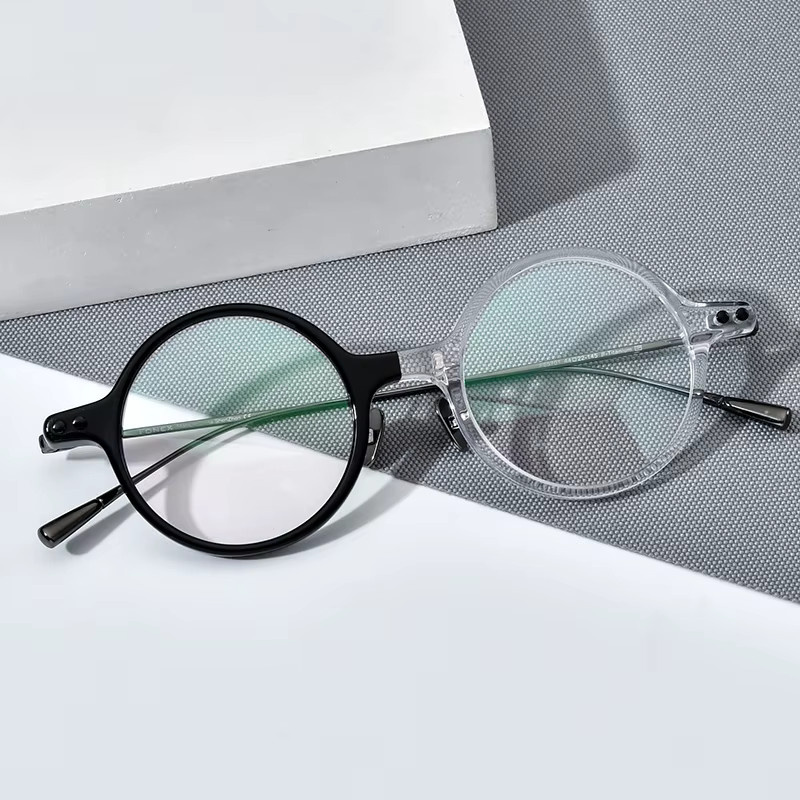 FONEX 85701 Korrektionsbrille, Vollrand, Rund, Acetat-Titan, Unisex, Multicolour - Bild 3
