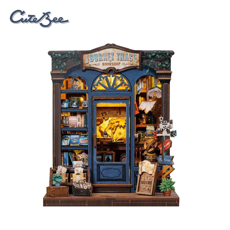 CUTEBEE Miniatur-Hausmodell, Holz-Puppenhaus-Buchnischen-Set, mit LED-Beleuchtung - Bild 7