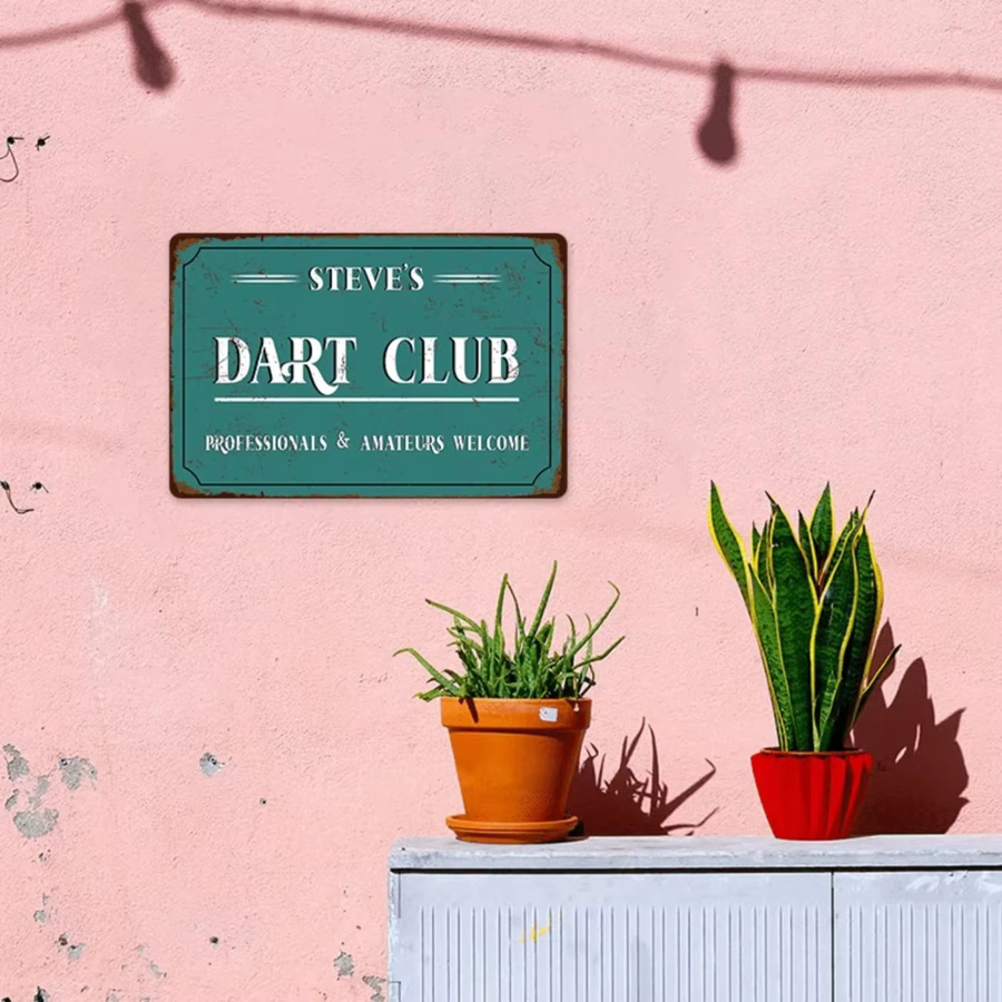 Personalisierbares Metallschild CIFBUY für deinen Dart Club im Vintage-Design, Dekoration für Man Cave und Game Room in Blau und Türkis - Bild 3