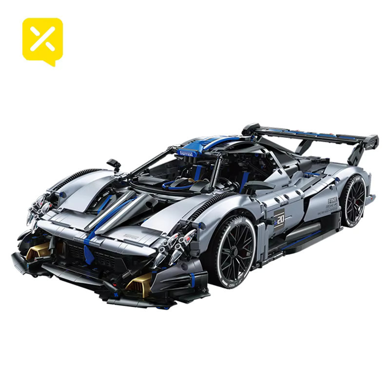 TOYLINX Rennsportwagen-Baustein-Set in Silberblau mit detaillierten Motorschienenflügeln für Sammler - Bild 3
