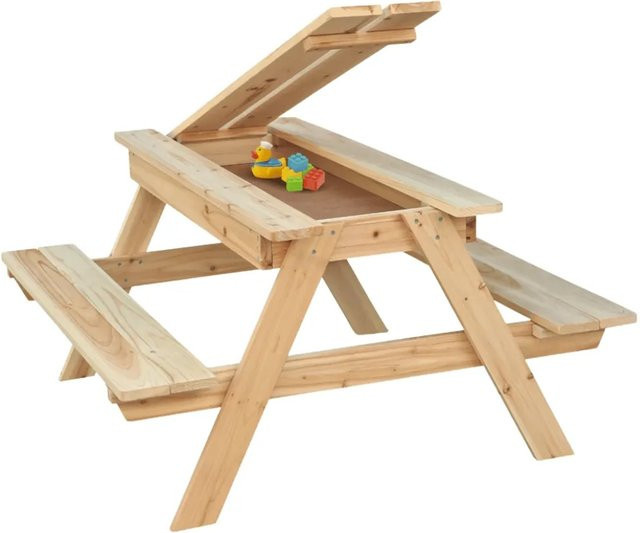 DELUKE Kinder Picknicktisch KLEIS aus massivem Tannenholz in Braun, Breite: 100 cm - Bild 1