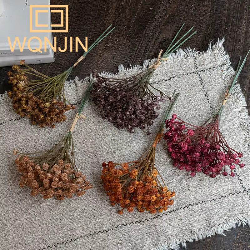 WQNJIN 3er-Set Retro Blumenbouquet in Herbstfarben für Hochzeiten und Dekoration, Mehrfarbig und Orange - Bild 2