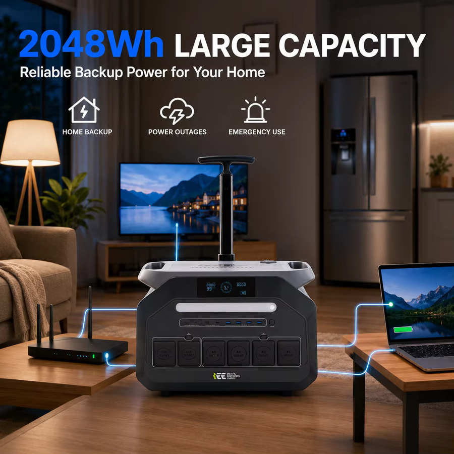 IEE P3200 Tragbare Powerstation 2048Wh LiFePO4 Solar-Generator 3200W mit 1000W Solar-Eingang in Grau - Bild 3