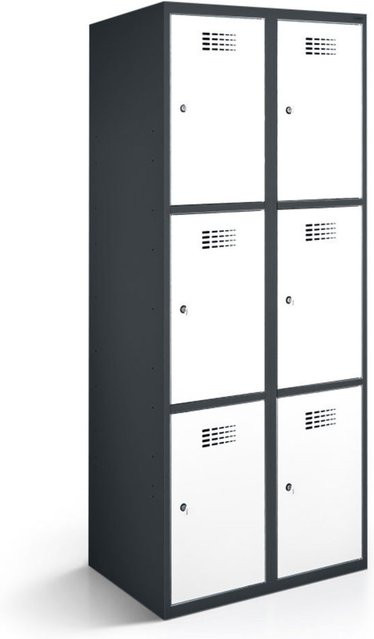 rotstahl Fächerschrank mit 6 Fächern in Anthrazitgrau und Weiß, B/T/H: 60 x 50 x 180 cm - Bild 1