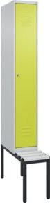 C+P Spind Classic PLUS Garderobenschrank mit Sitzbank, 1 Abteil, Lichtgrau, B/H/T: 212,0 x 81,5 x 30,0 cm - Bild 1