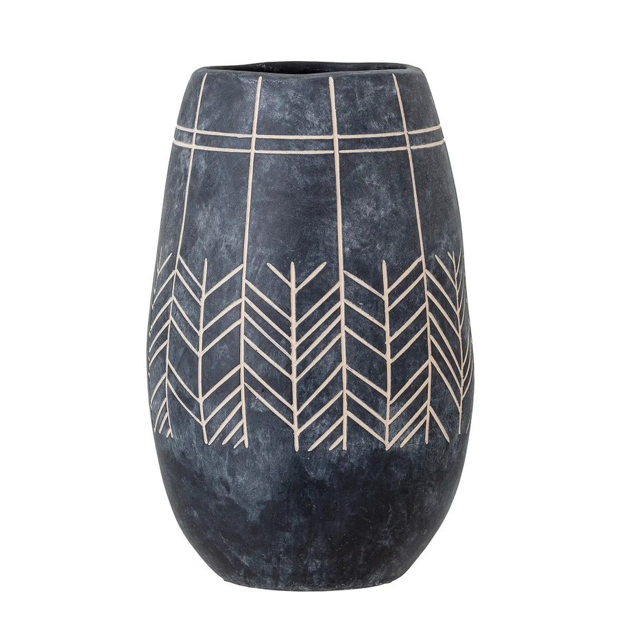 Bloomingville Keramikvase Mahi in Schwarz mit geometrischem Muster, Höhe: 25 cm - Bild 1