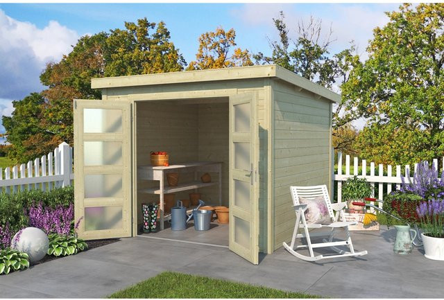 Lasita Gartenhaus Zambezi 5 aus Fichtenholz mit Flachdach in Beige, B/H/T: 270 x 210,9 x 324,8 cm - Bild 1