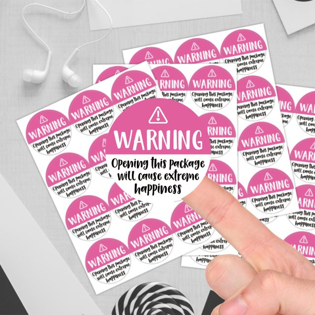 120 Stück Box Seal Aufkleber Pink mit Warnung Öffnen dieses Paket wird extremes Glück verursachen zur Verpackungssiegelung - Bild 1