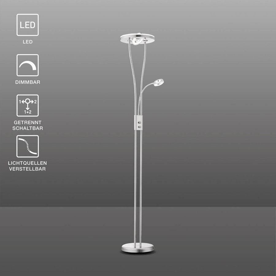 Just Light LED-Deckenfluter Helia Stehleuchte rund in Silberweiß aus Metall und Kunststoff, Höhe: 187,5 bis 198 cm - Bild 2
