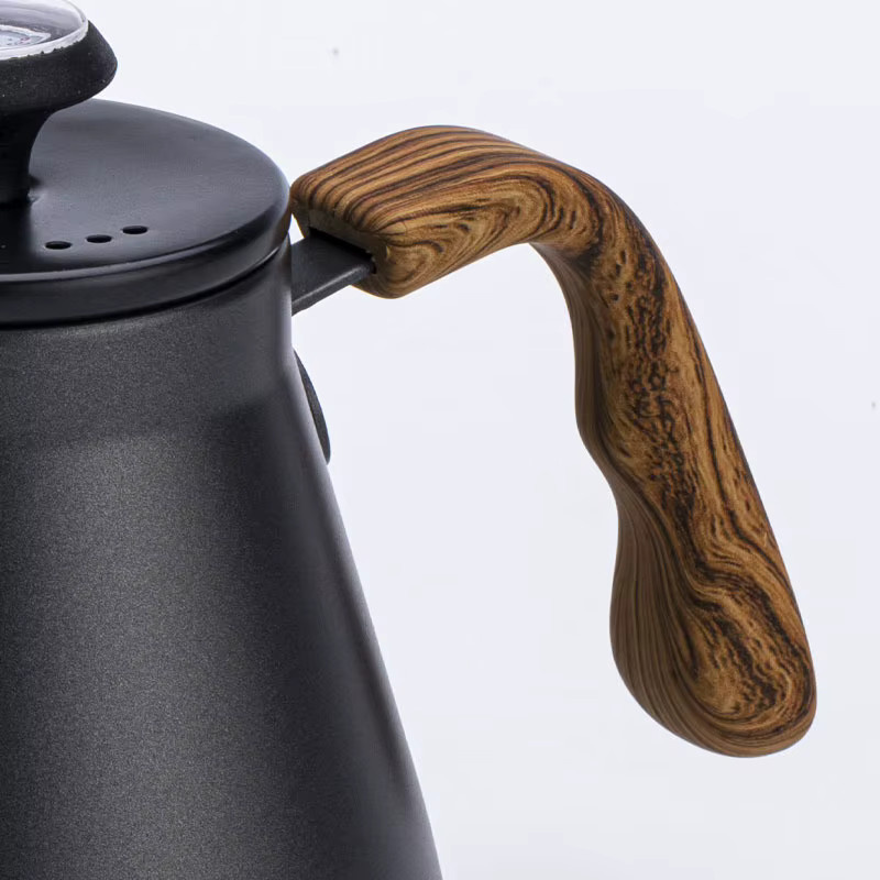 Kanone Kaffeekessel aus Edelstahl 304 in Silber und Schwarz mit 1,2 l Volumen und langem Auslauf zur Temperaturregelung für Tee und Kaffee - Bild 5