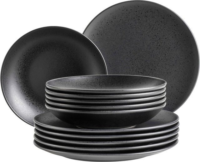 Mäser Teller Set Essential aus Steinzeug in Schwarz - Bild 1