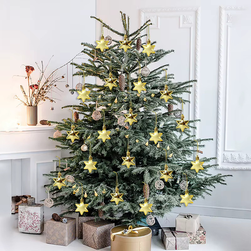ZQNYCY Weihnachtsbaum Ornamente Set aus 12 Stern-Hängern in Gold - Bild 3