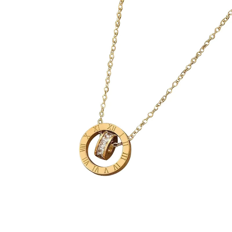 LUXUSTEEL Halskette Edelstahl, Gold, Zirkonia, Damen - Bild 2