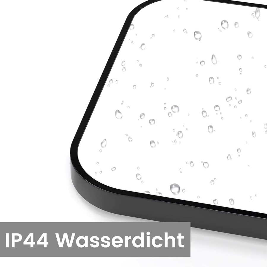 Nettlife LED Deckenleuchte Schwarz Eckig, IP44 Badlampe für Badezimmer, Küche und Flur, 19W, 4000K, Durchmesser: 27 cm - Bild 3