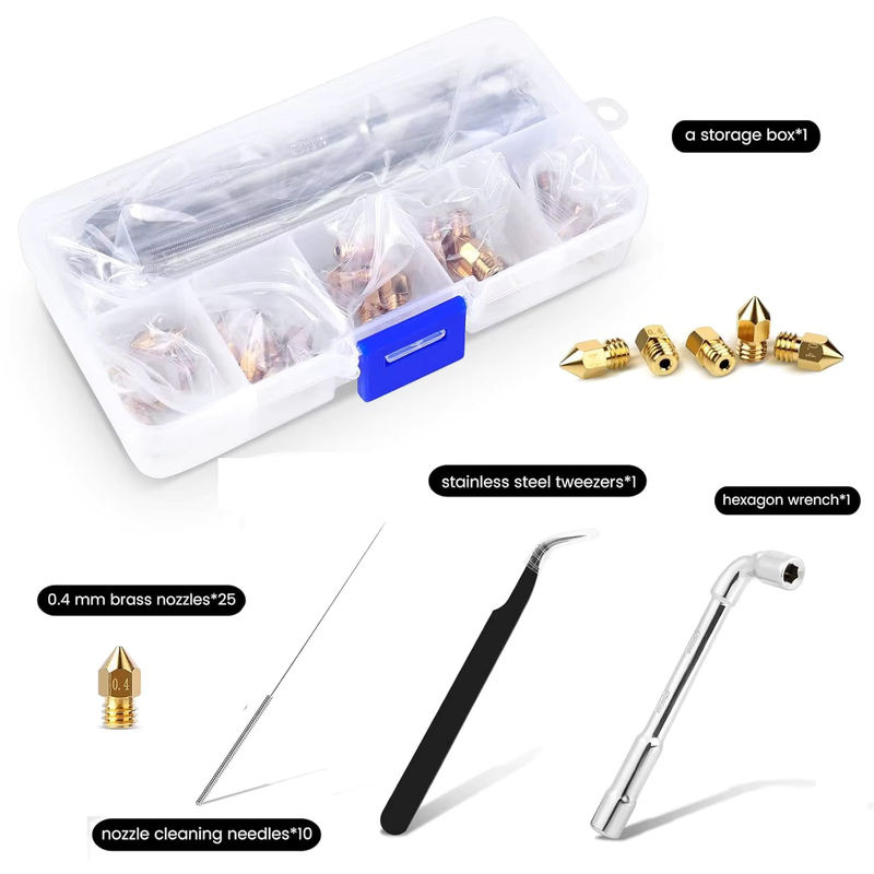 Creality 25er Set Messingdüsen 0,4 mm in Gold für Ender 3, V2, Pro, Max, Ender 5 und CR-10 FDM 3D-Drucker - Bild 2