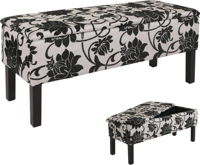 MCW Sitzbank Renens Aufbewahrungstruhe aus Jacquard Textil in Schwarz B/T/H: 95 x 36 x 44 cm - Bild 1