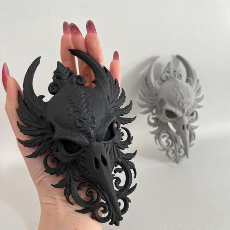 Yousheng Gothic Rabe Schädel Wanddeko als gruseliger Krähenschädel in Grau - Bild 1