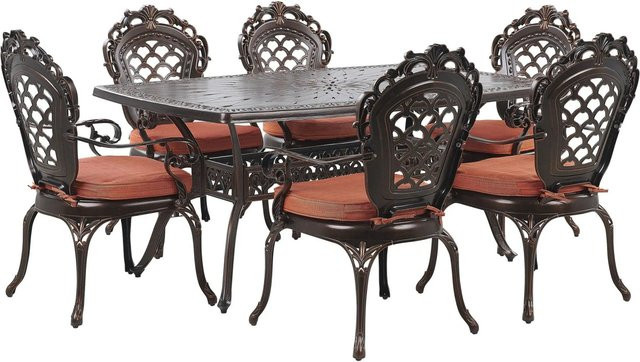 Beliani Gartentisch Set LIZZANO in Dunkelbraun im Retro-Design für Garten, Balkon und Terrasse, B/T/H: 165 x 102 x 97 cm - Bild 1