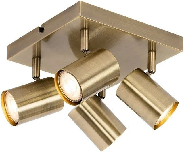 QAZQA Jeana Moderne Deckenleuchte in Bronze, 4-flammig, verstellbar und dimmbar, rechteckig aus Stahl - Bild 1