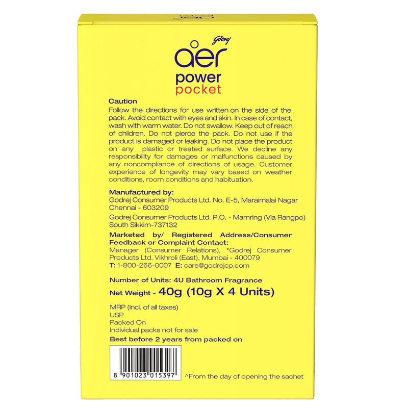 Godrej Aer Power Pocket Badezimmererfrischer Yellow 4er-Pack 10 g pro Stück - Bild 2