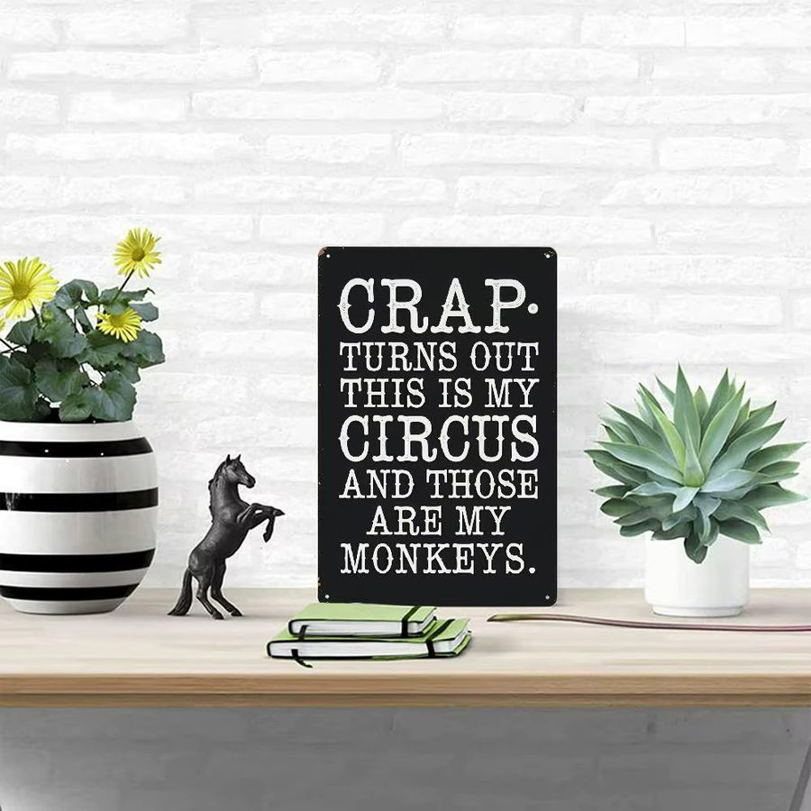 HEMITONG Vintage Metallblechschild This Is My Circus And These Are My Monkeys Retro Wanddeko für Mama und Mutter, B/H: 20 x 30 cm - Bild 2