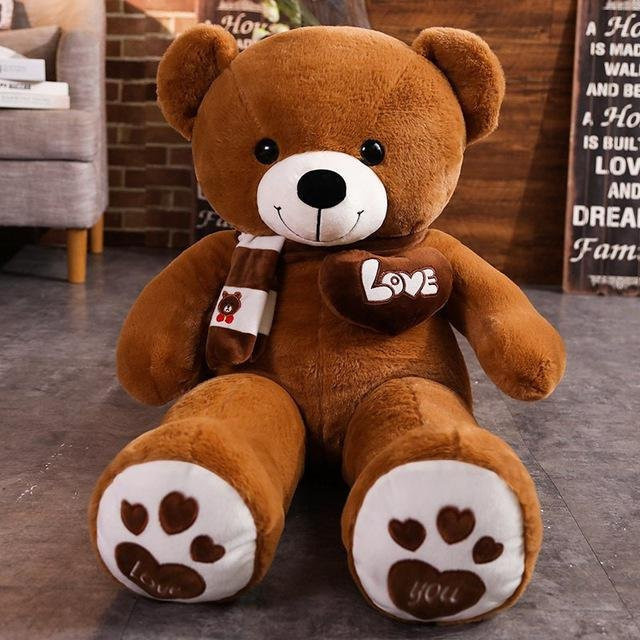 Teddybär mit Schal, Plüschtier, 80cm, ab 3 Jahren, Braun, Bunt / Mehrfarbig - Bild 1