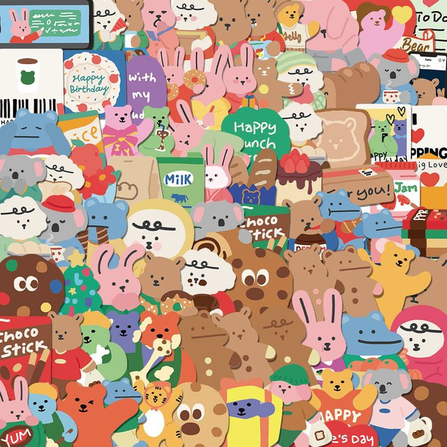 Dailylike Koreanische Bär Aufkleber, 100 Stück, Wasserdicht, Multicolour - Bild 1