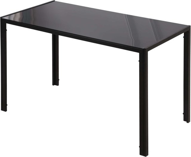 HOMCOM LED Esstisch für 4 Personen aus Hartglas und Metall in Schwarz, B/T/H: 120 x 60 x 75 cm - Bild 1