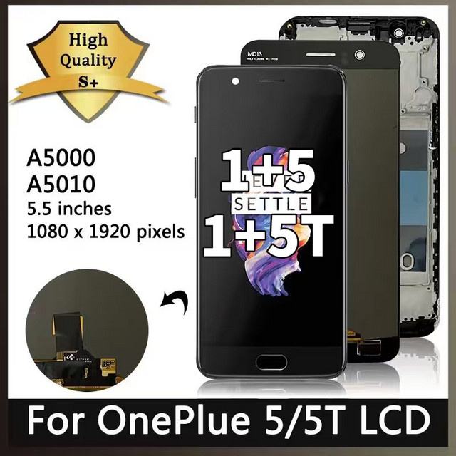 AMOLED Display mit Touchscreen Digitizer und Rahmen für OnePlus 5T und OnePlus 5 in Schwarz - Bild 1
