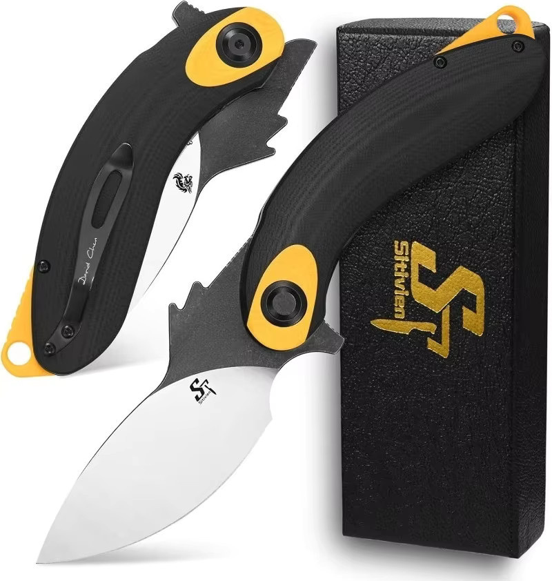 Sitivien Klappbares Taschenmesser mit AUS-10 Klinge in Schwarz für Outdoor, Camping und EDC - Bild 4