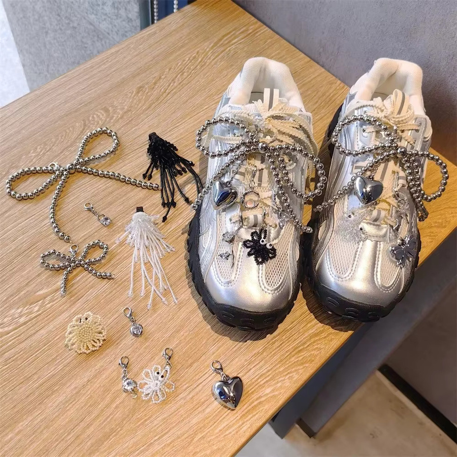 SMATLELF Charms für Turnschuhe, Silber, Perle, Herz, Damen - Bild 3