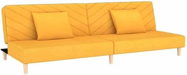 vidaXL Schlafsofa 2-Sitzer Click-Clack mit 2 Kissen, Gelb, Stoff, Modernes Design für Wohnzimmer und Home Office - Bild 1
