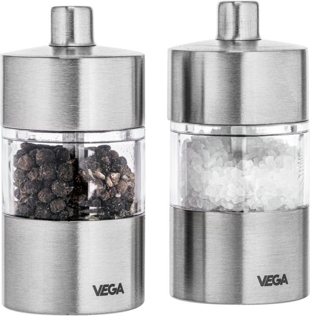 VEGA Mini Salz- und Pfeffermühlen-Set Moreno in Silber mit Keramikmahlwerk - Bild 1