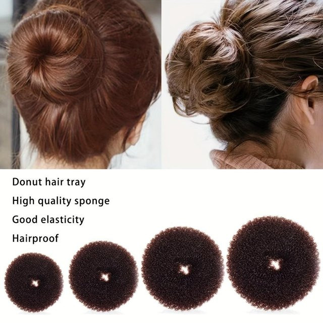 4er Haarbrötchen-Maker-Set, Dunkelbraun & Beige, 4 Größen - Bild 1