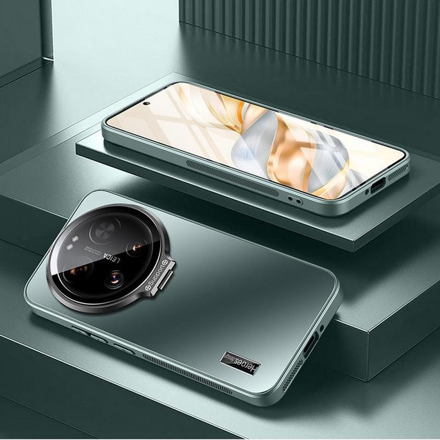 Schutzhülle mit einziehbarem Glaslinsenhalter für Xiaomi 14 Pro, 13T, 15 Ultra und weitere Modelle, Farbe: Grau - Bild 1